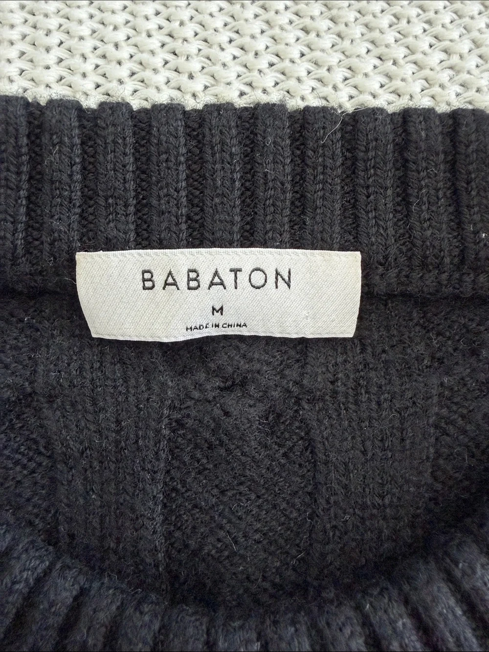 Babaton Black Cable Knit Crewneck Sweater - Men